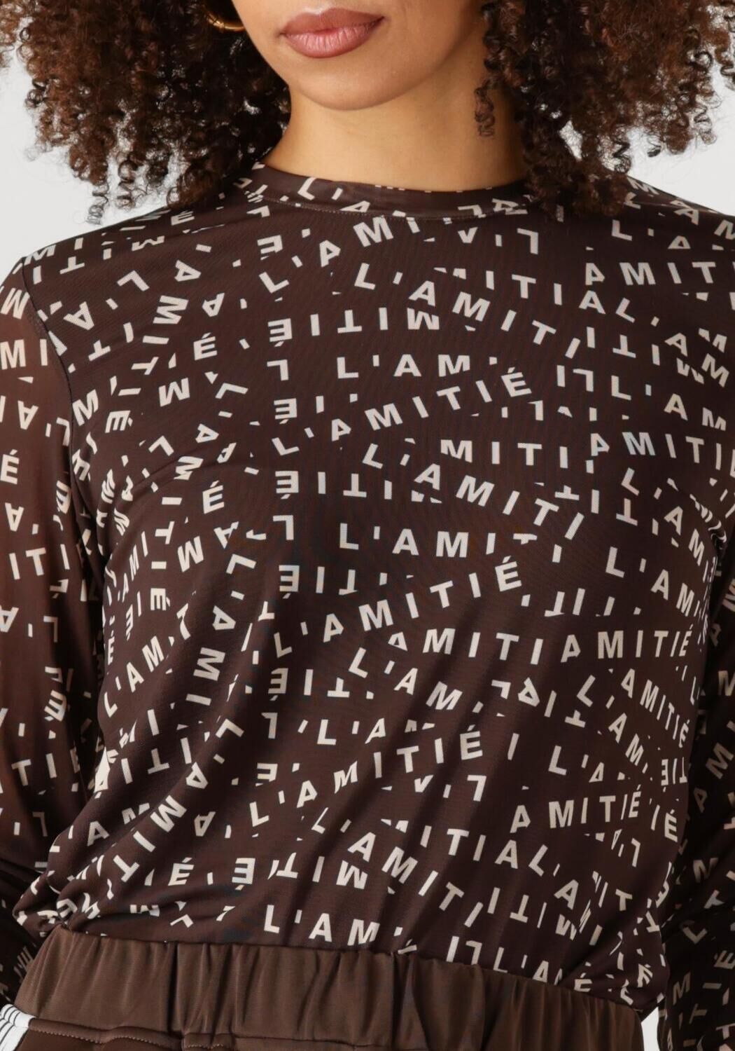 HAUTE L'AMITIÉ Dames Tops & T-shirts L'amitie Mesh Ls O-neck Bruin