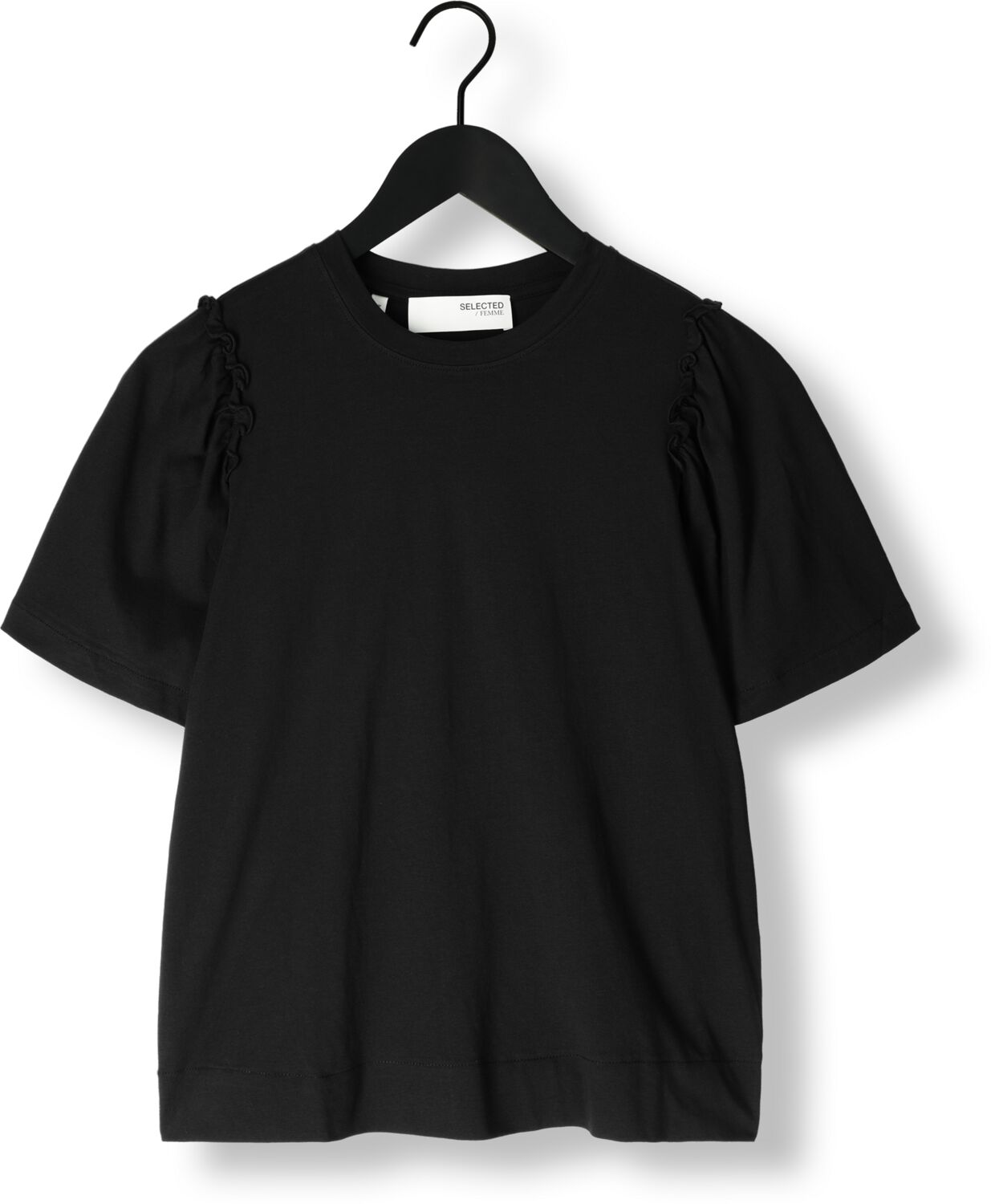 SELECTED FEMME Dames Tops & T-shirts Slfpenelope 2 4 Ruffle Tee Zwart