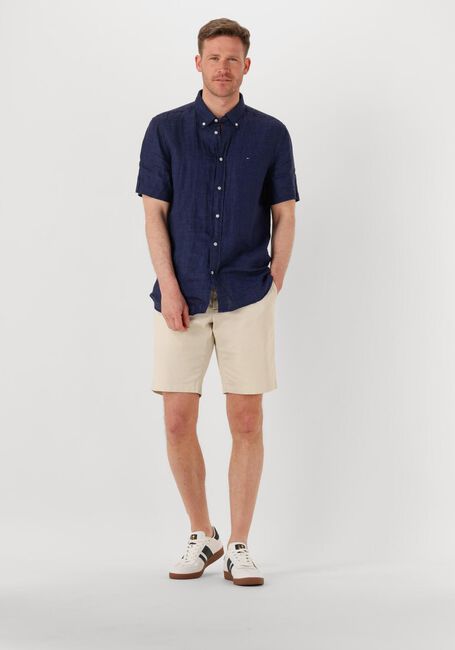 Donkerblauwe TOMMY HILFIGER Casual overhemd PIGMENT DYED LINEN RF SHIRT S/S - large