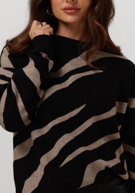 Zwarte OBJECT Trui OBJRAY LO L/S KNIT PULLOVER AOP - large