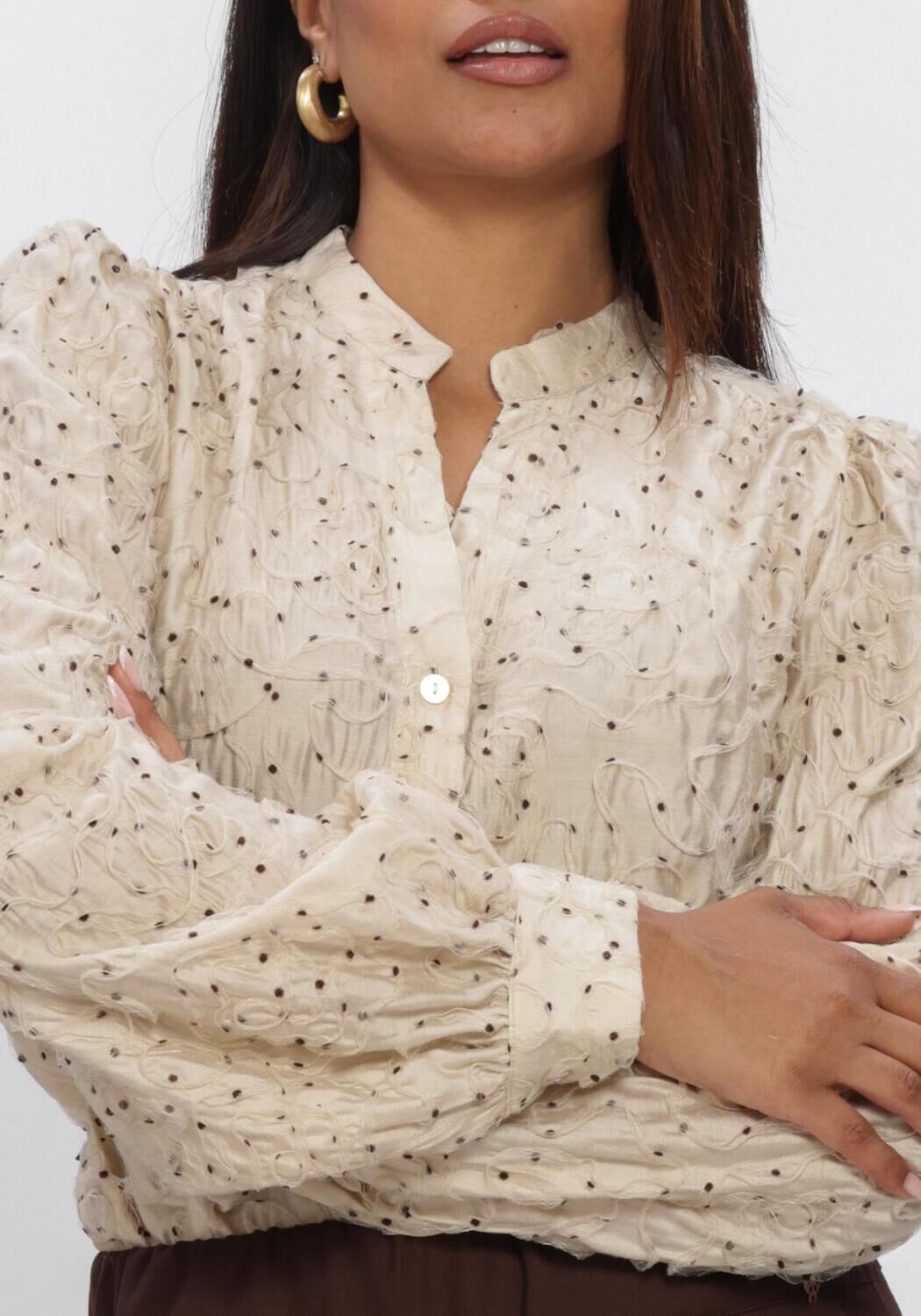 Nukus Dames Blouses Lizzy Blouse Vneck Dots - Beige, foto 4