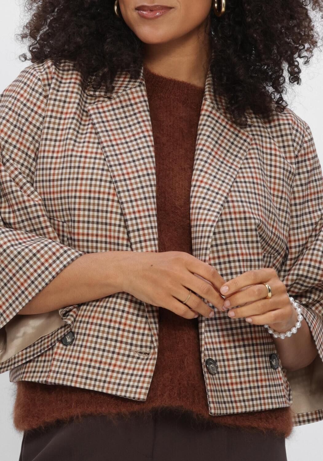 Bruine SUMMUM Jack BLAZER CHECK GOJI BERRY - large