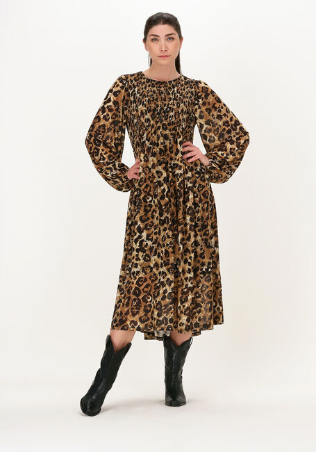 Bruine OBJECT Midi jurk SIRO LS DRESS - large