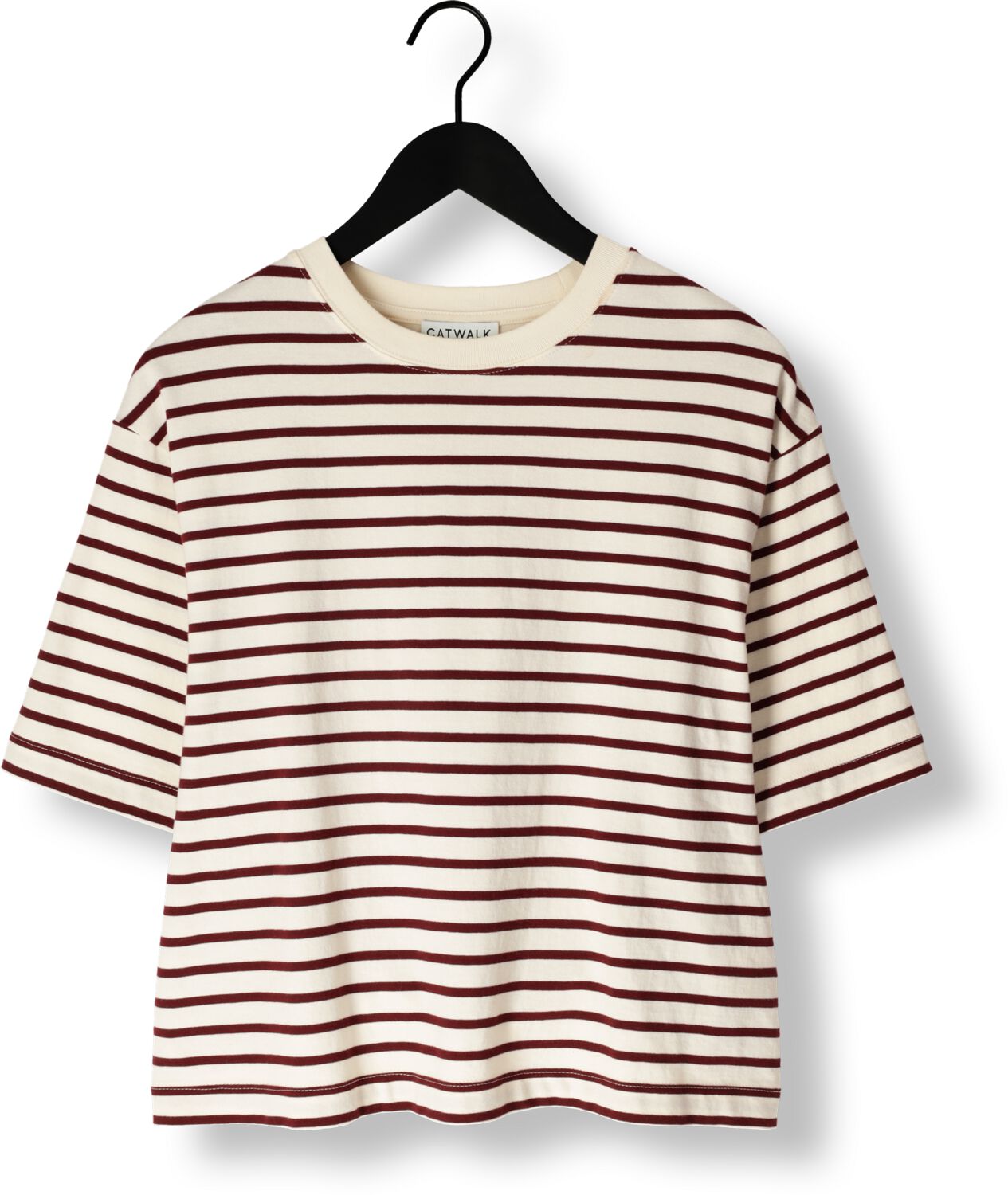 CATWALK JUNKIE Dames Tops & T-shirts Striped Loose Fit Tshirt Wit