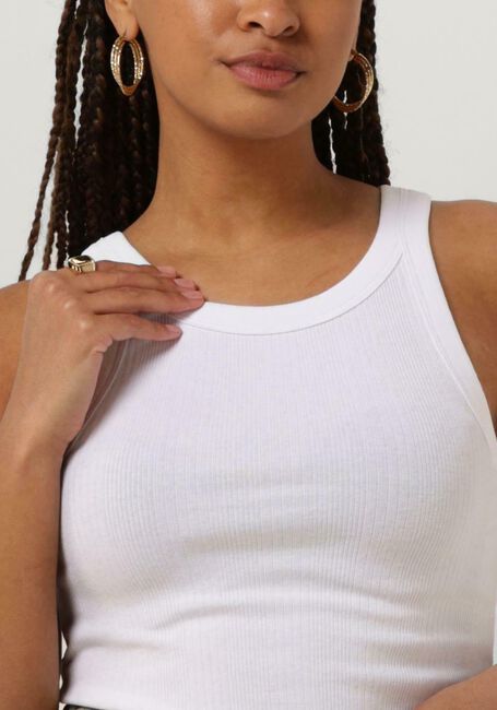 Witte CALVIN KLEIN Top VARIEGATED RIB WOVEN TAB TANK - large