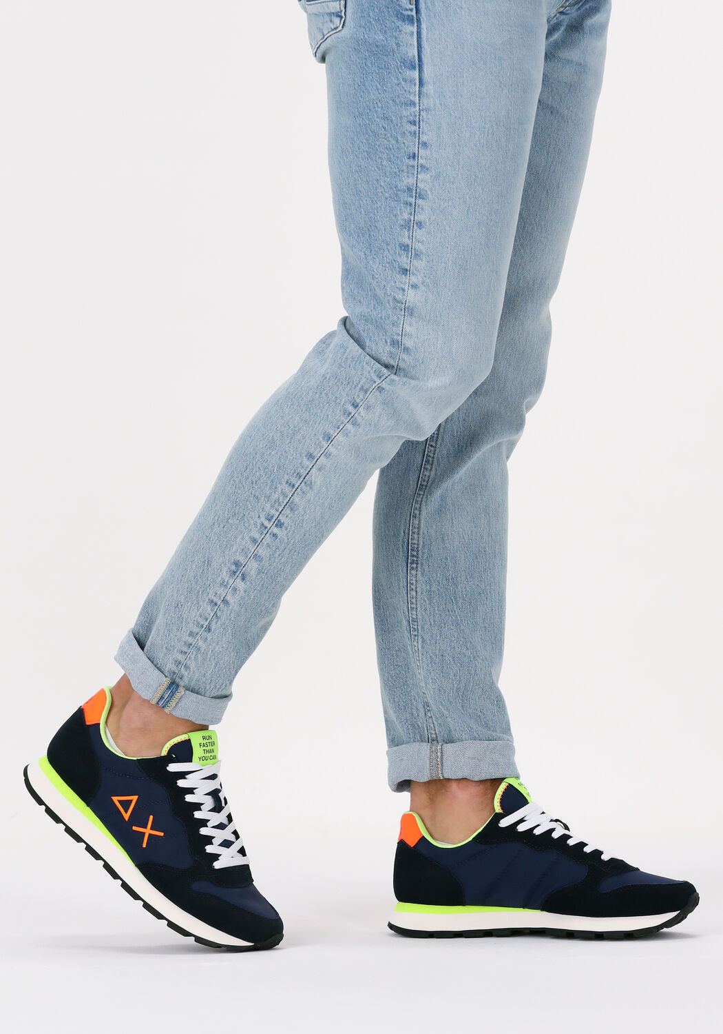 blauwe sun68 lage sneakers tom fluo men