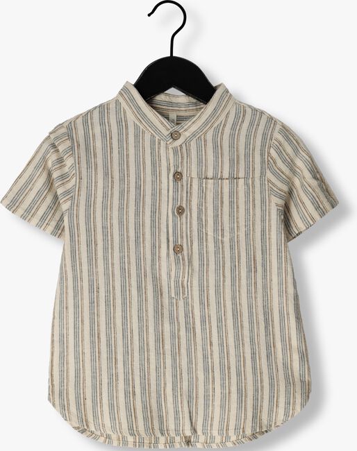 Beige RYLEE + CRU Klassiek overhemd SHORT SLEEVE MASON SHIRT NAUTICAL STRIPE - large