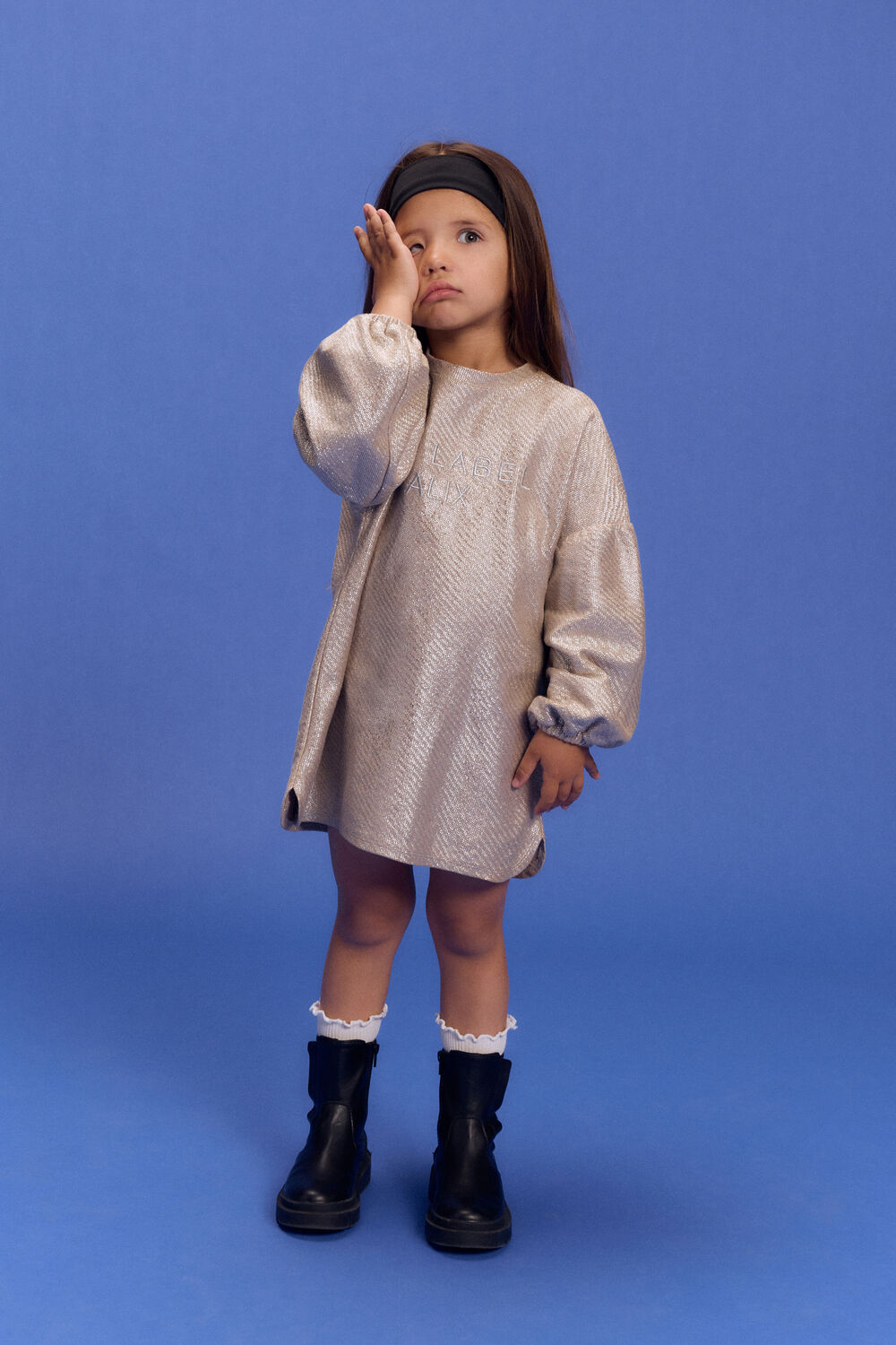 Gouden ALIX MINI Mini jurk KNITTED SILVER DRESS - large