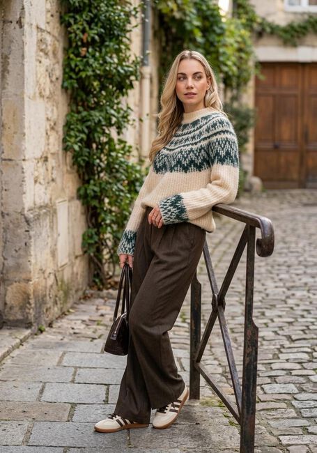 Bruine OBJECT Wijde broek OBJKARA HW STRAIGHT PANT 142 - large