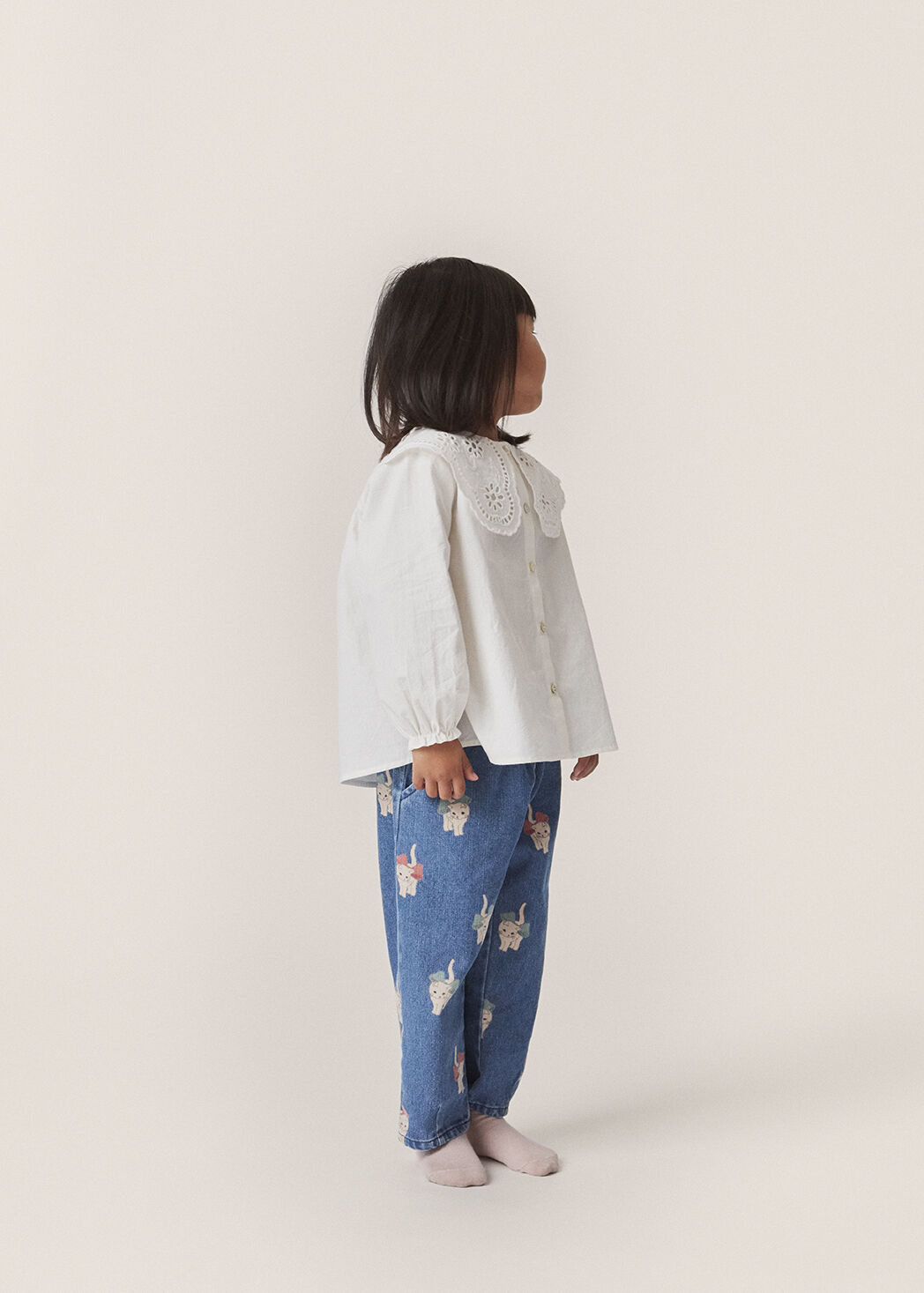 Blauwe KONGES SLOJD Mom jeans MAGOT FRILL PANTS - large