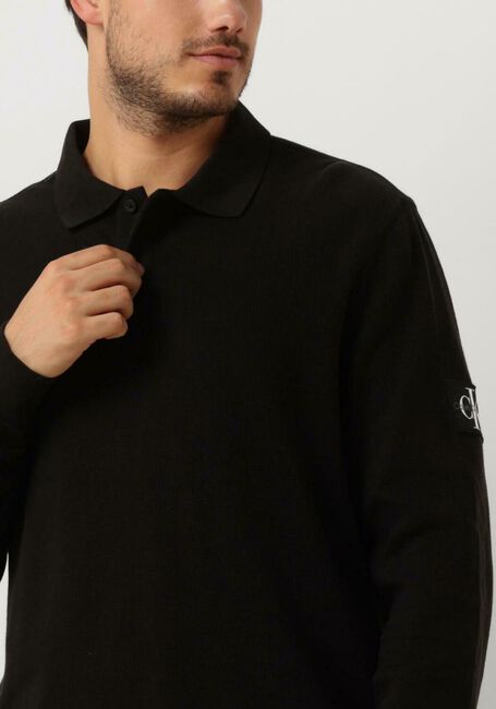Zwarte CALVIN KLEIN Trui WAFFLE LS BADGE POLO - large
