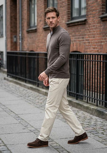 Bruine STEFANO LAURAN Trui HALF ZIP ANDERS - large