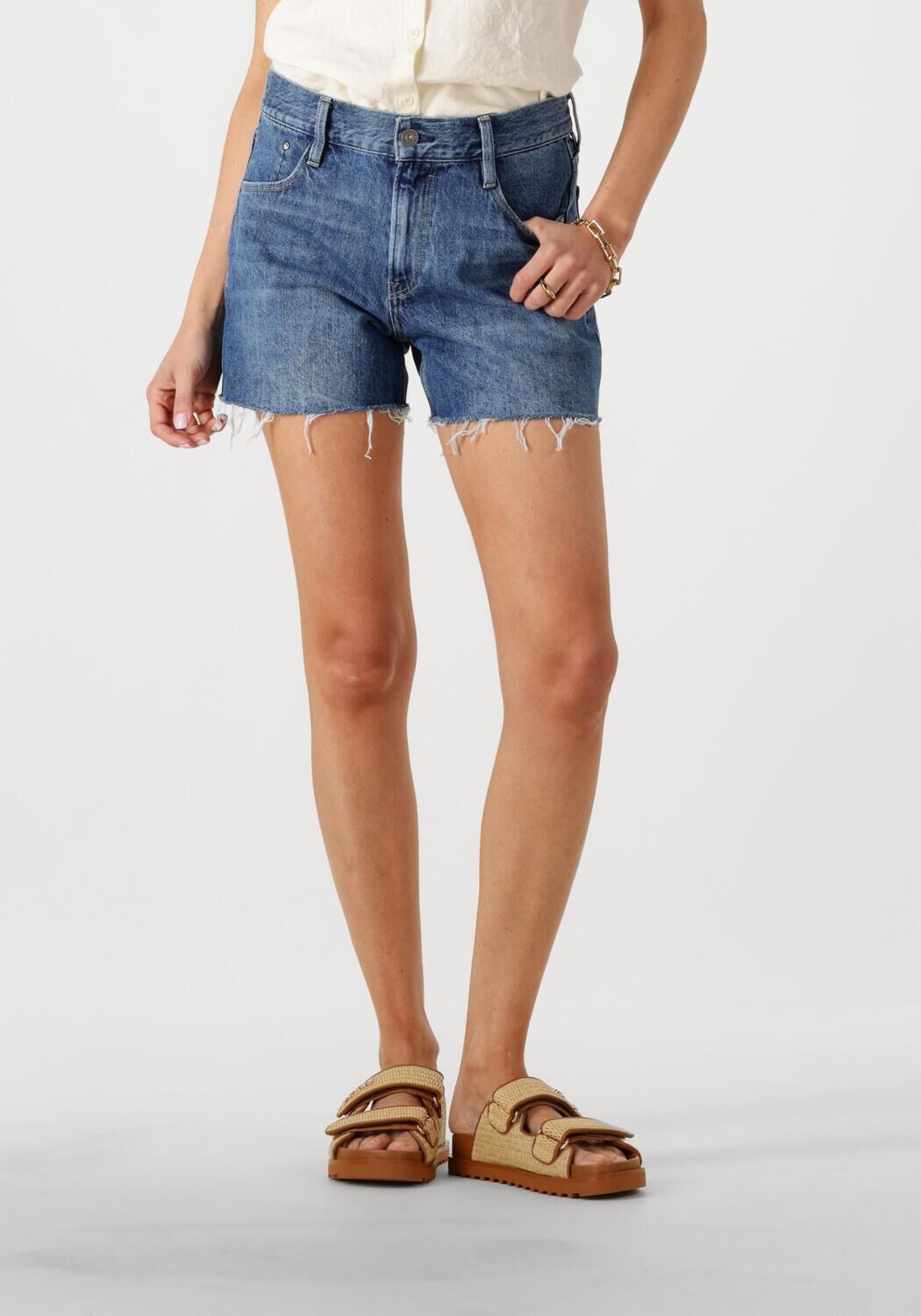 G-STAR RAW Dames Jeans Judee Short Raw Edge Wmn Blauw
