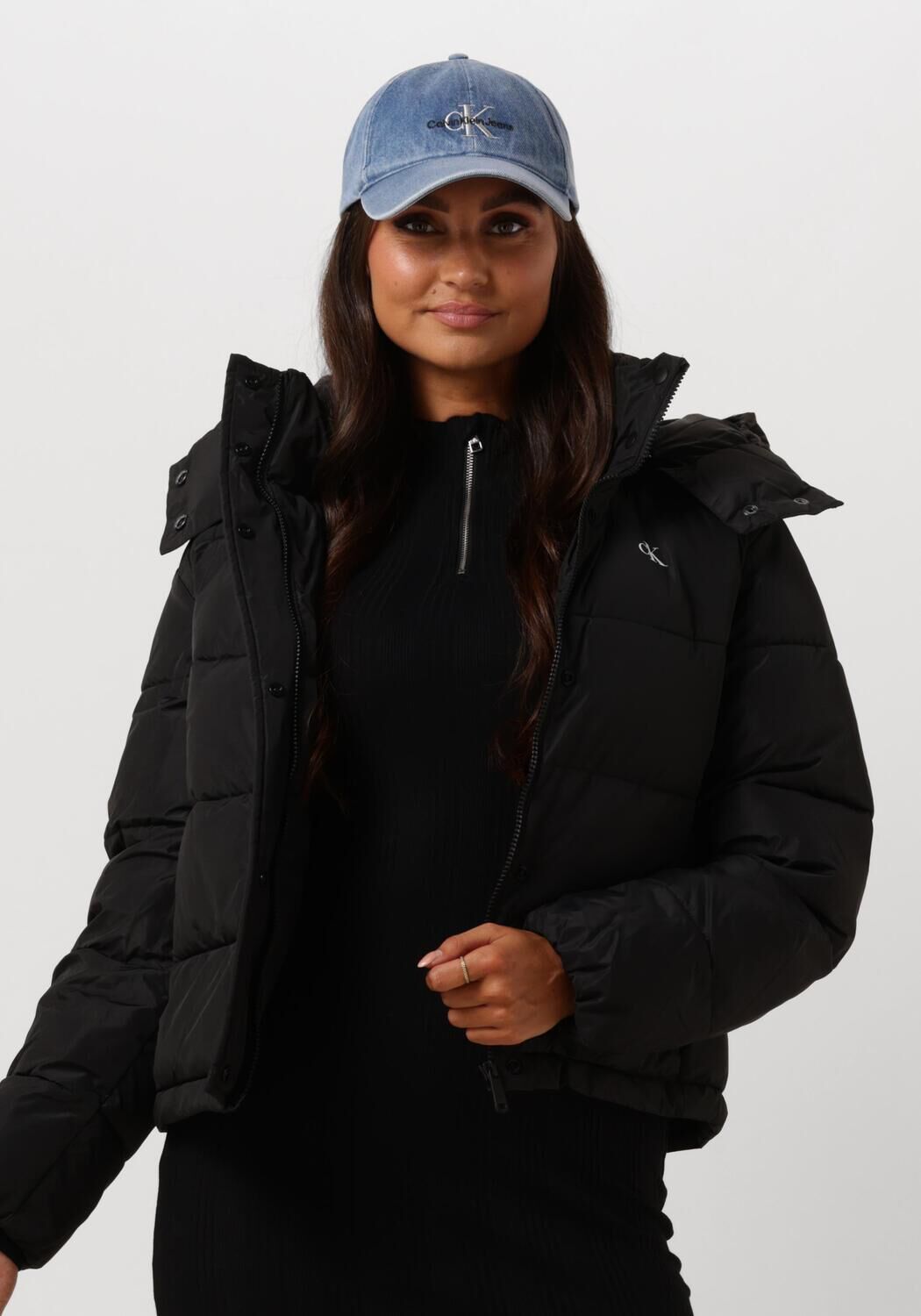 Calvin Klein Jeans Mono Logo Jas Vrouwen Herfst Winter Black Dames