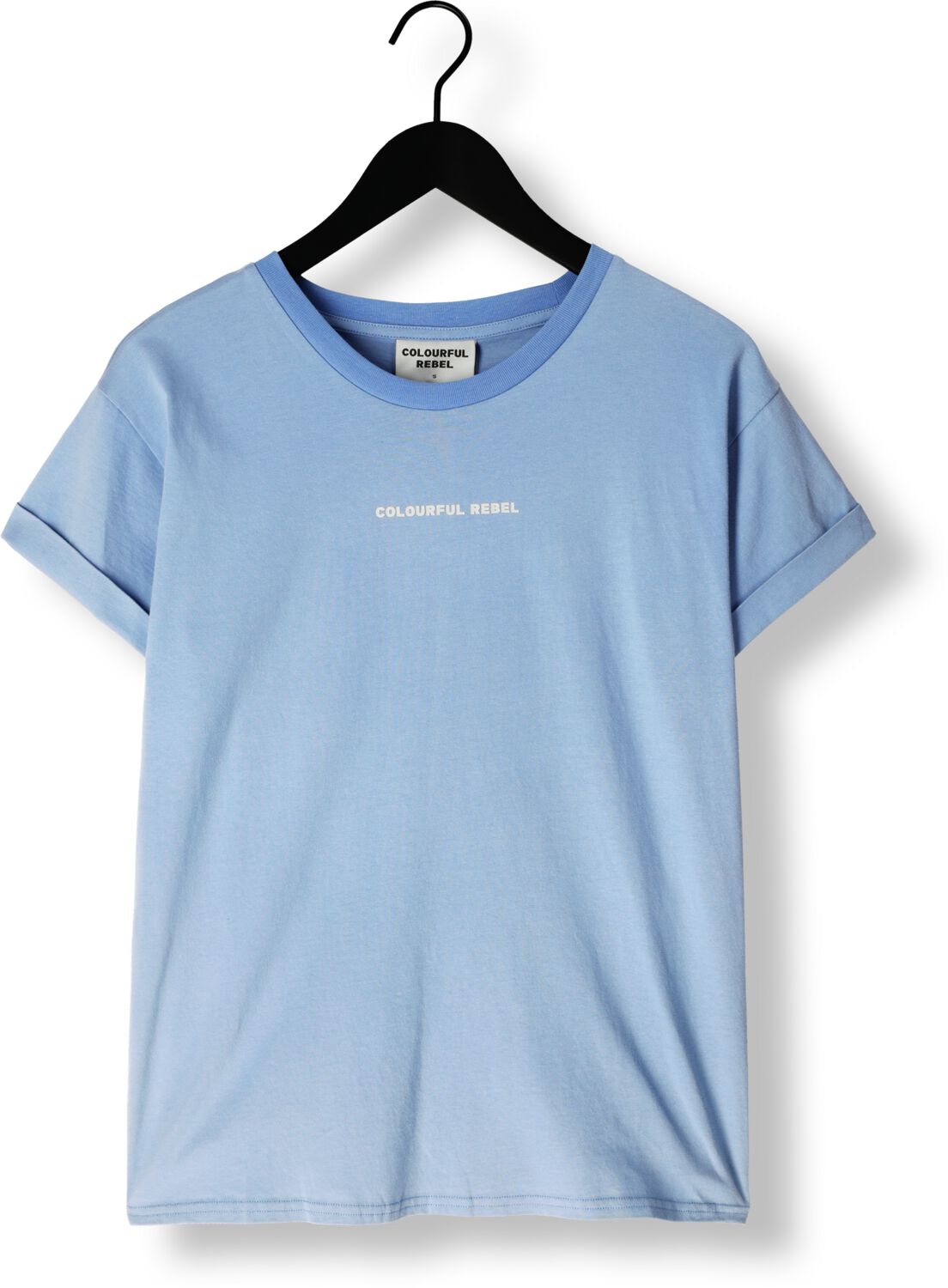 COLOURFUL REBEL Dames Tops & T-shirts Uni Logo Boxy Tee Lichtblauw