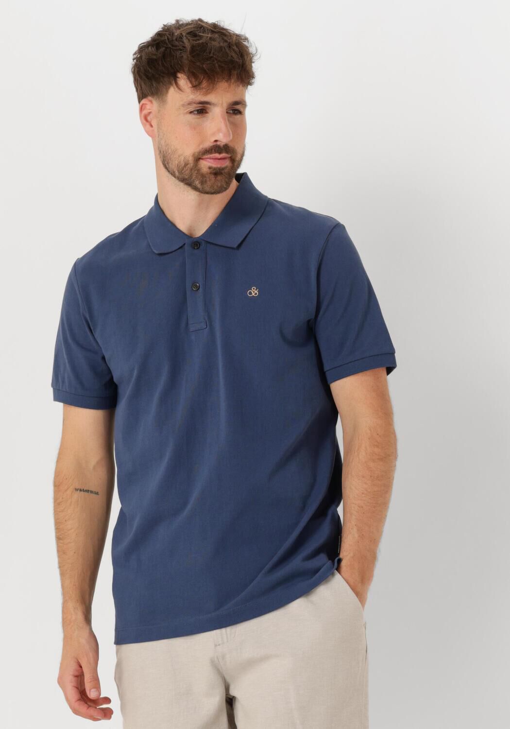 SCOTCH & SODA Heren Polo's & T-shirts Cotton Pique Regular Fit Polo Donkerblauw
