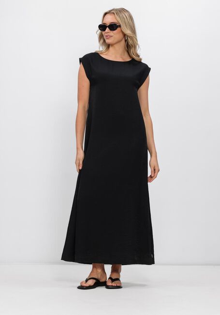 Zwarte JANSEN AMSTERDAM Maxi jurk OTIS JURK CB 598 COLORBLOCK CAP SLEEVE WIDE NECKLINE LONG - large