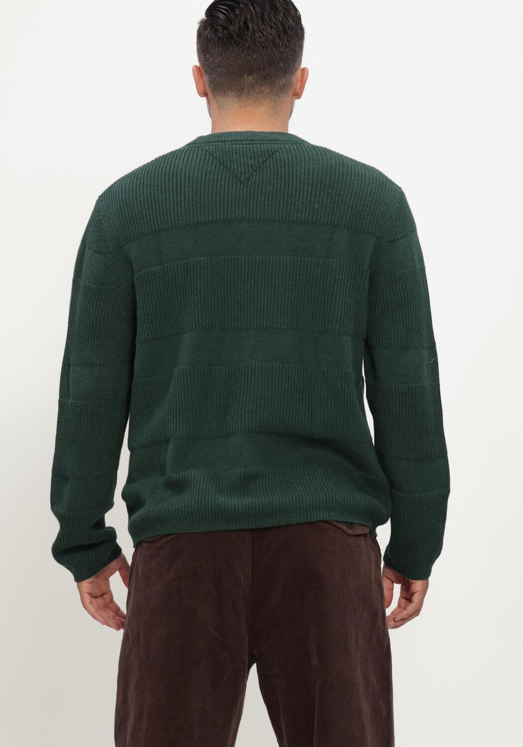 Donkergroene TOMMY JEANS Trui TJM REG TEXTURED SWEATER EXT - large
