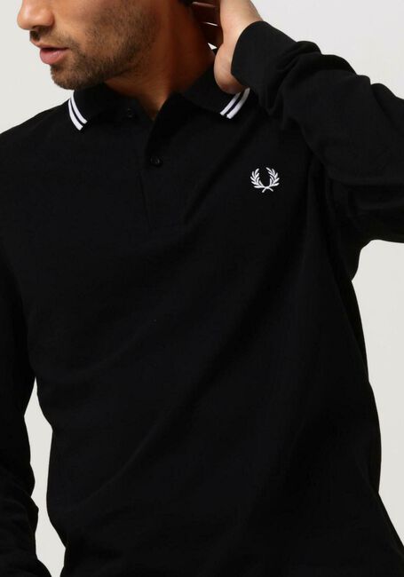 Zwarte FRED PERRY Polo LS TWIN TIPPED SHIRT - large