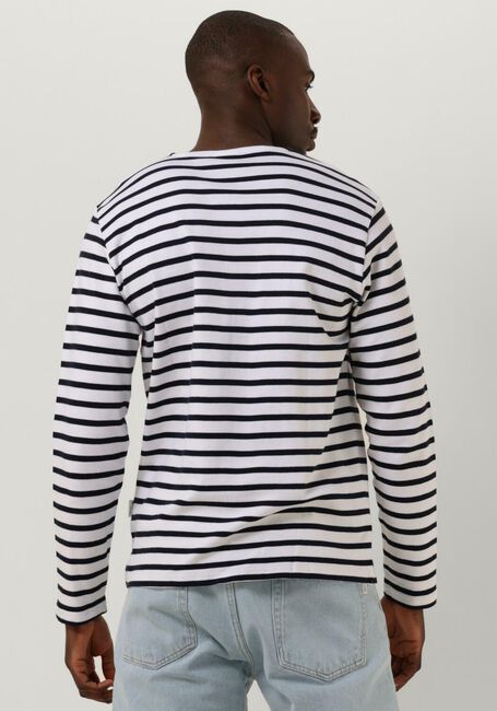 Witte SELECTED HOMME  SLHBRIAC STRIPE LS O-NECK TEE - large