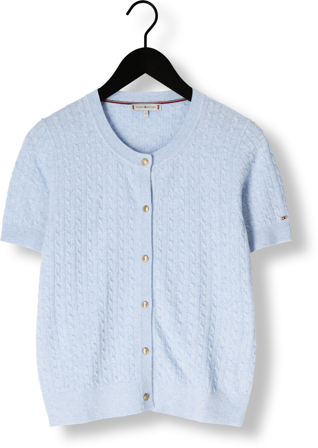 TOMMY HILFIGER Dames Tops & T-shirts Mini Cable C-nk Cardi Ss Blauw