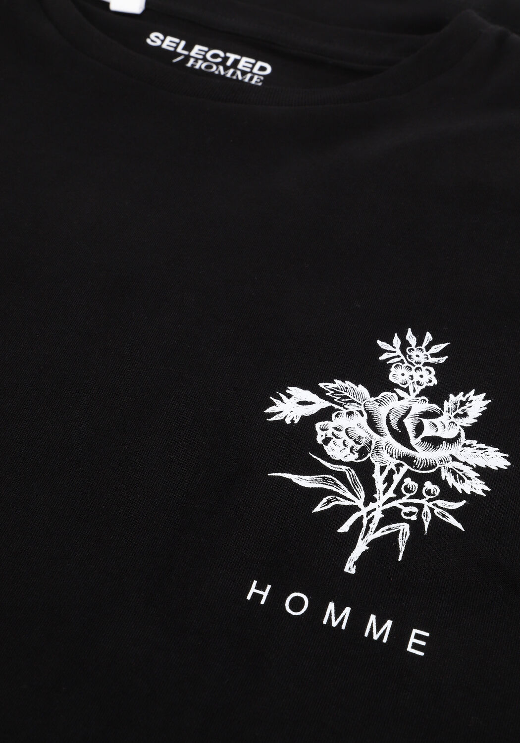 Zwarte SELECTED MEN T-shirt SLHLOOSE-PAW SS O-NECK TEE EX - large