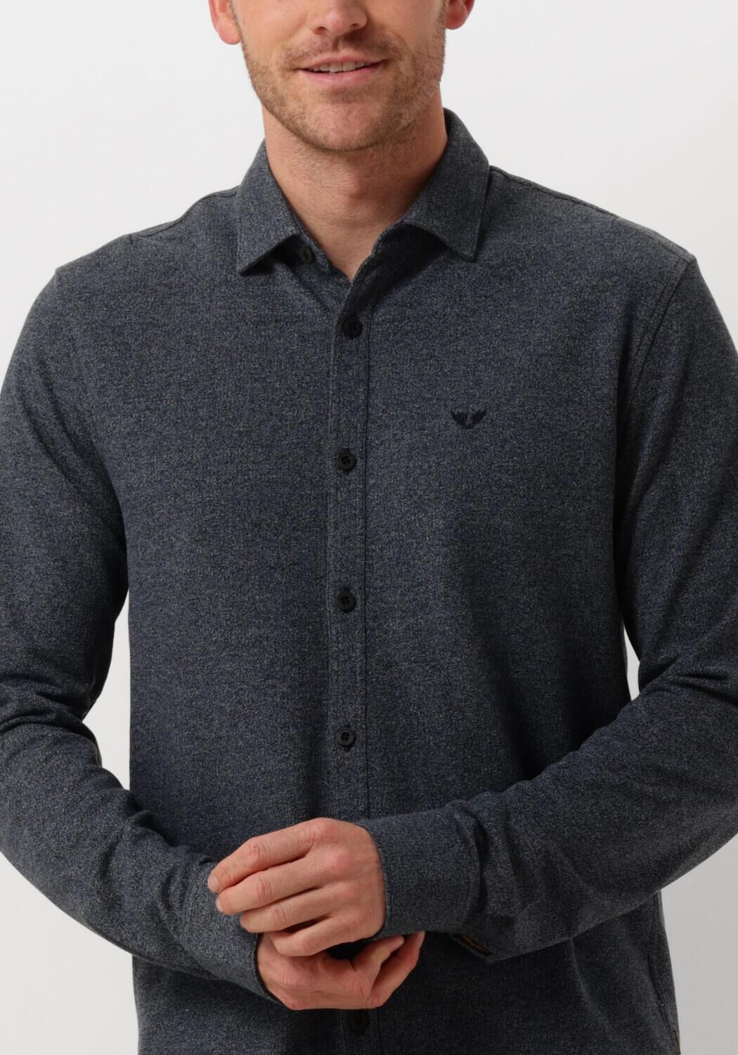 PME LEGEND Heren Overhemden Long Sleeve Shirt Poly Ctn L.w. Structure Blauw