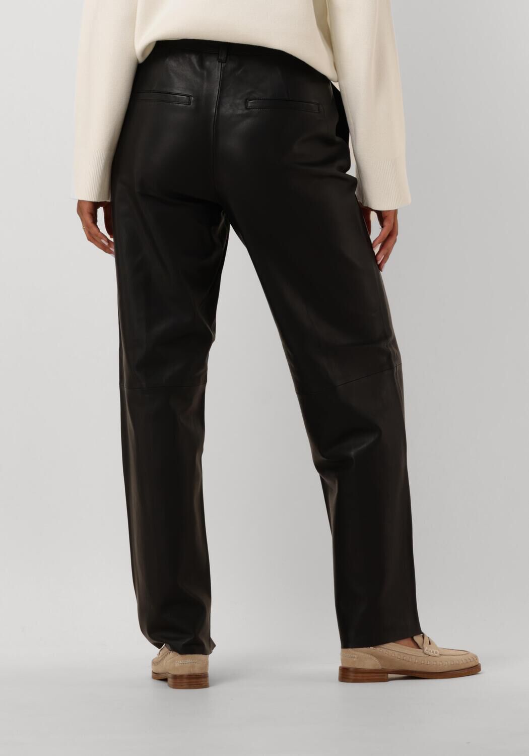 SELECTED FEMME Dames Broeken Slfannemai Mw Leather Pant Zwart