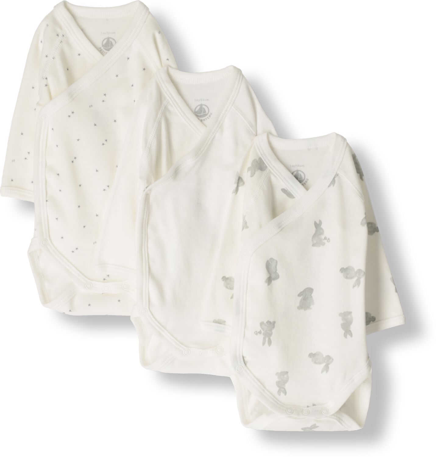 PETIT BATEAU Baby Rompers 3 Bodies Naiss Ml Wit