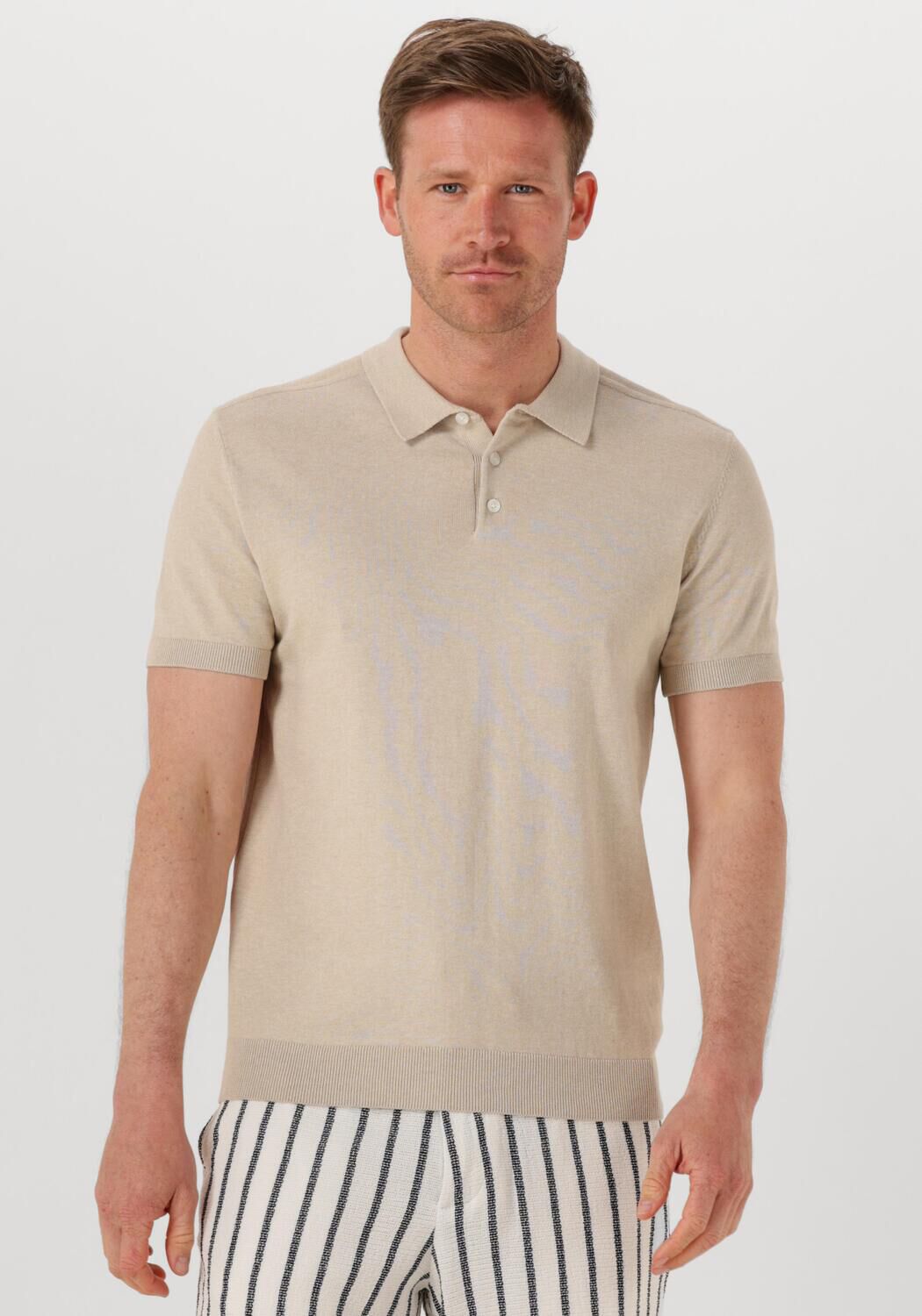 SELECTED HOMME Heren Polo's & T-shirts Slhberg Ss Knit Polo Noos Beige