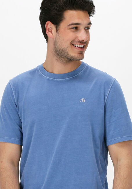 Lichtblauwe SCOTCH & SODA T-shirt GARMENT-DYED CREWNECK TEE WITH EMBROIDERY LOGO - large