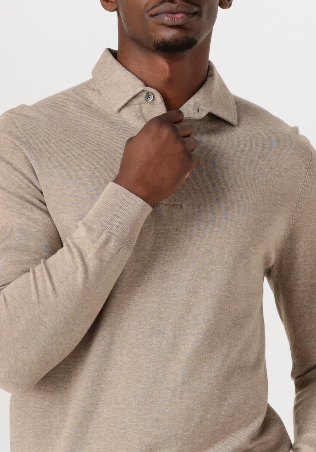 PROFUOMO Heren Truien & Vesten Polo Onepiece Luxury Basic Beige