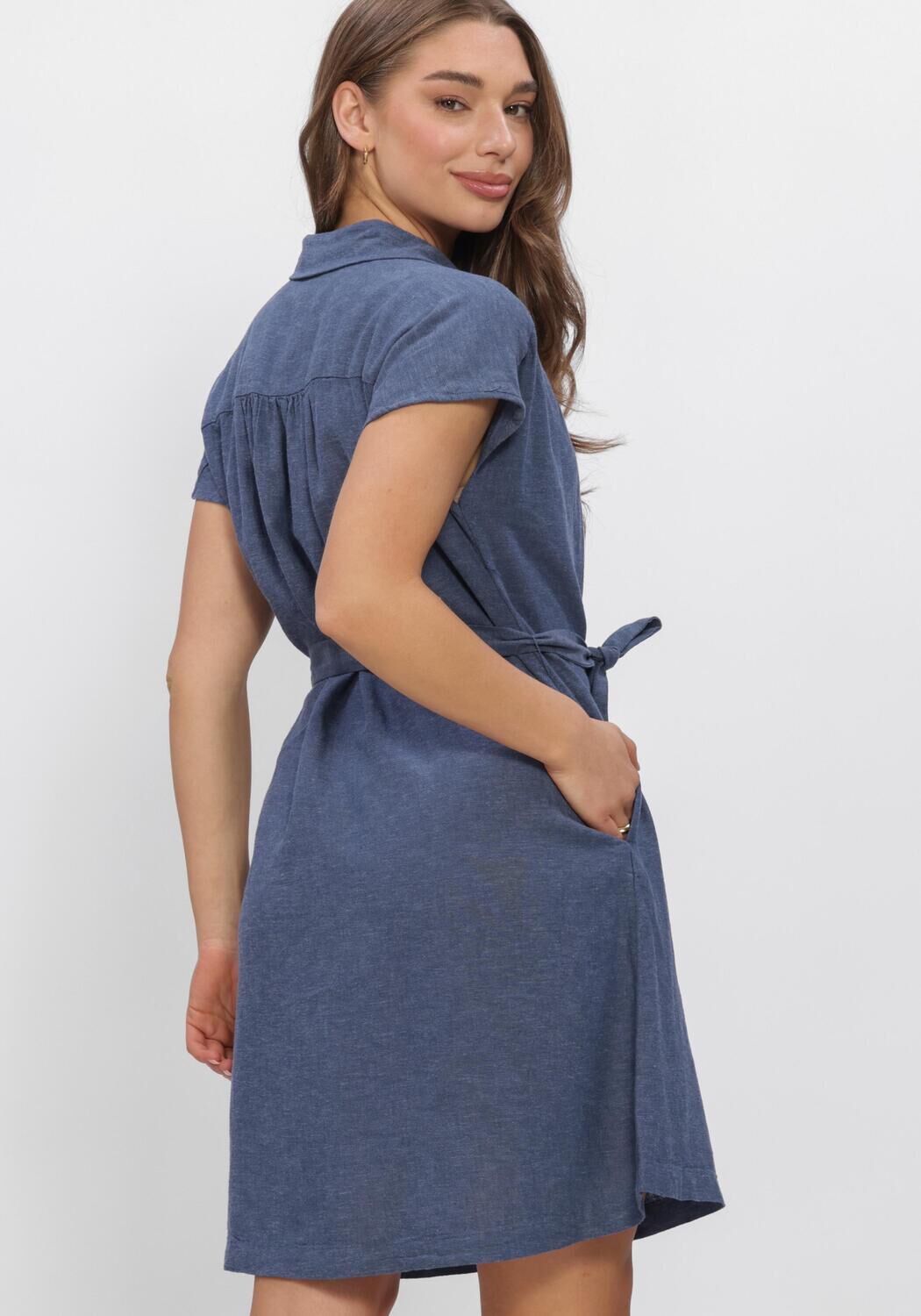 Blauwe MSCH COPENHAGEN Jurken MSCHVIANA GINIA SS SHIRT DRESS - large