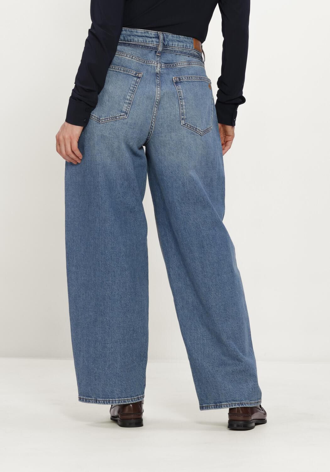 Lichtblauwe STUDIO ANNELOES Wijde broek Babet denim trousers - large