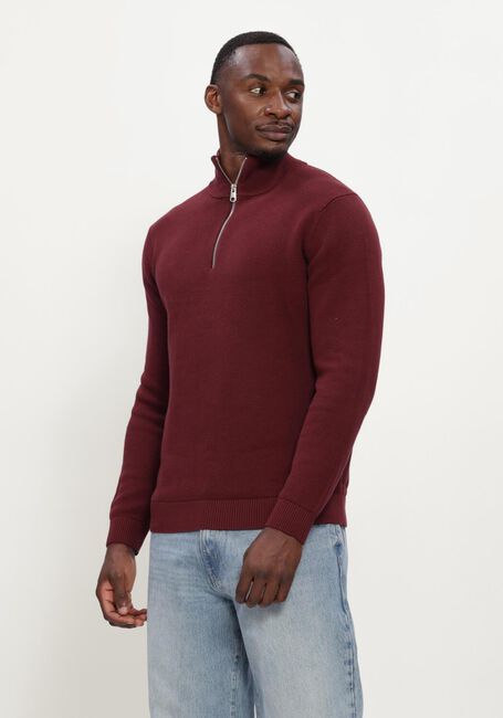 Bordeaux SELECTED MEN Trui SLMDANE LS KNIT STRUCTURE HALF ZIP - large