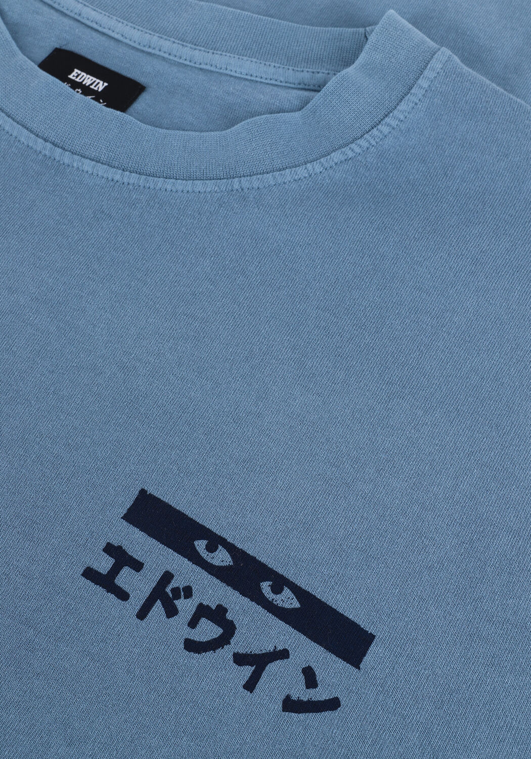 Blauwe EDWIN Polo / T-shirt HANADOROBO V NATURAL TS LS - large