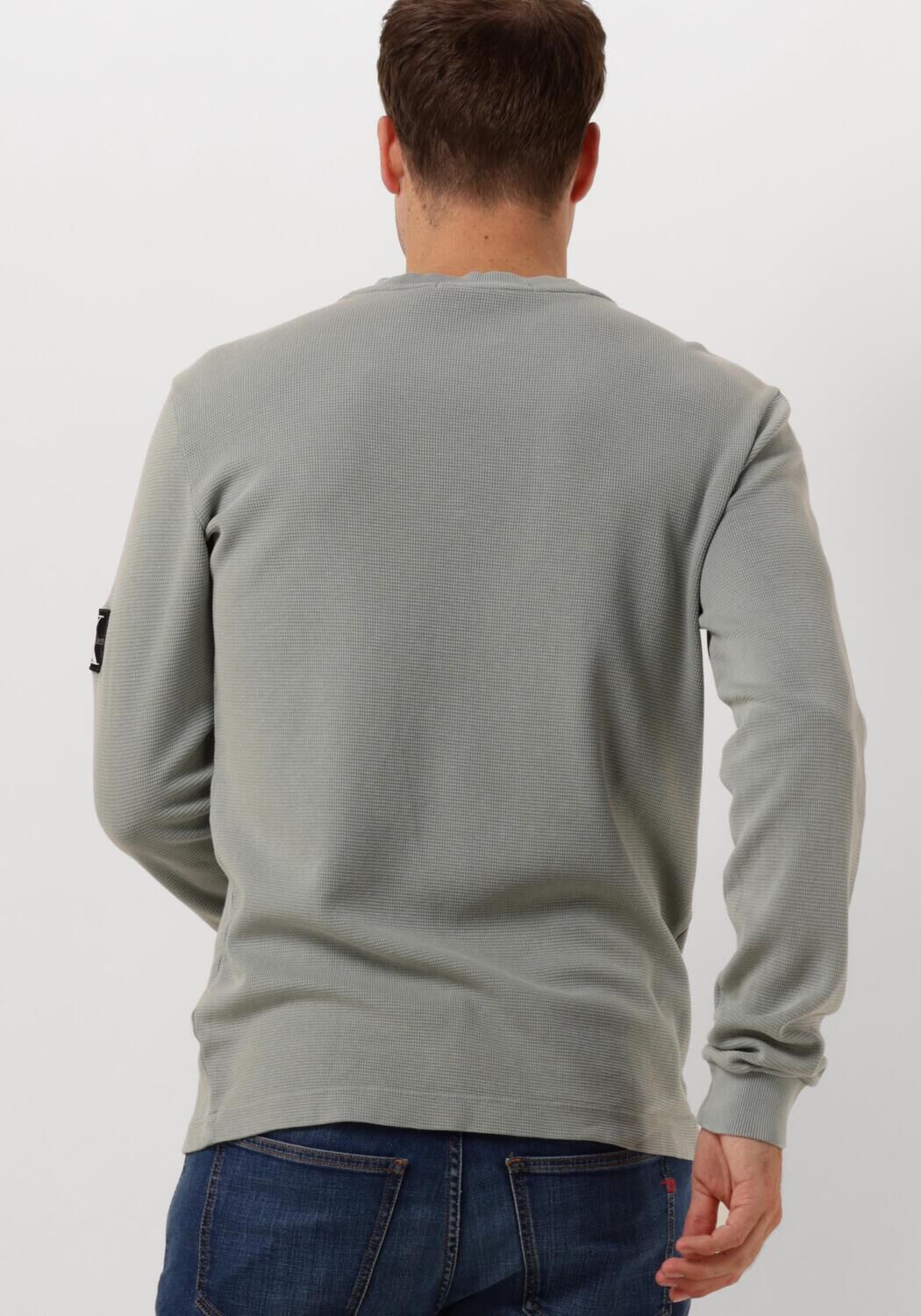 CALVIN KLEIN Heren Truien & Vesten Washed Badge Waffle Groen