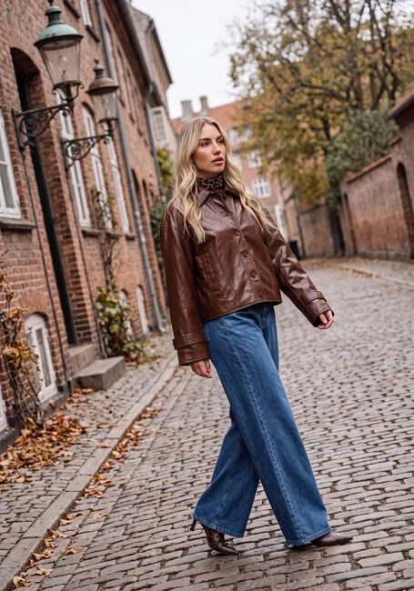 Bruine SUMMUM Leren jas JACKET FAUX LEATHER - large