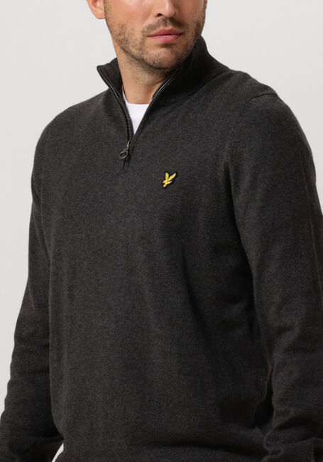 Donkergrijze LYLE & SCOTT Trui COTTON MERINO QUARTER ZIP JUMPER - large