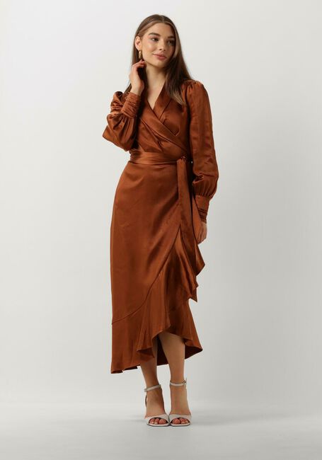Bruine NOTRE-V Midi jurk NV-DORISSA SATIN DRESS - large