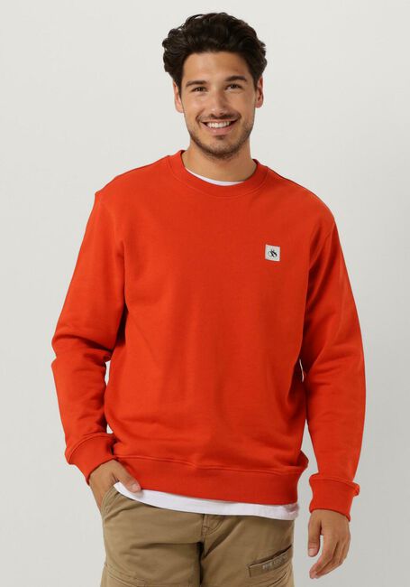 Rode SCOTCH & SODA Trui ESSENTIALS LOGO BADGE CREW NECK SWEAT - large
