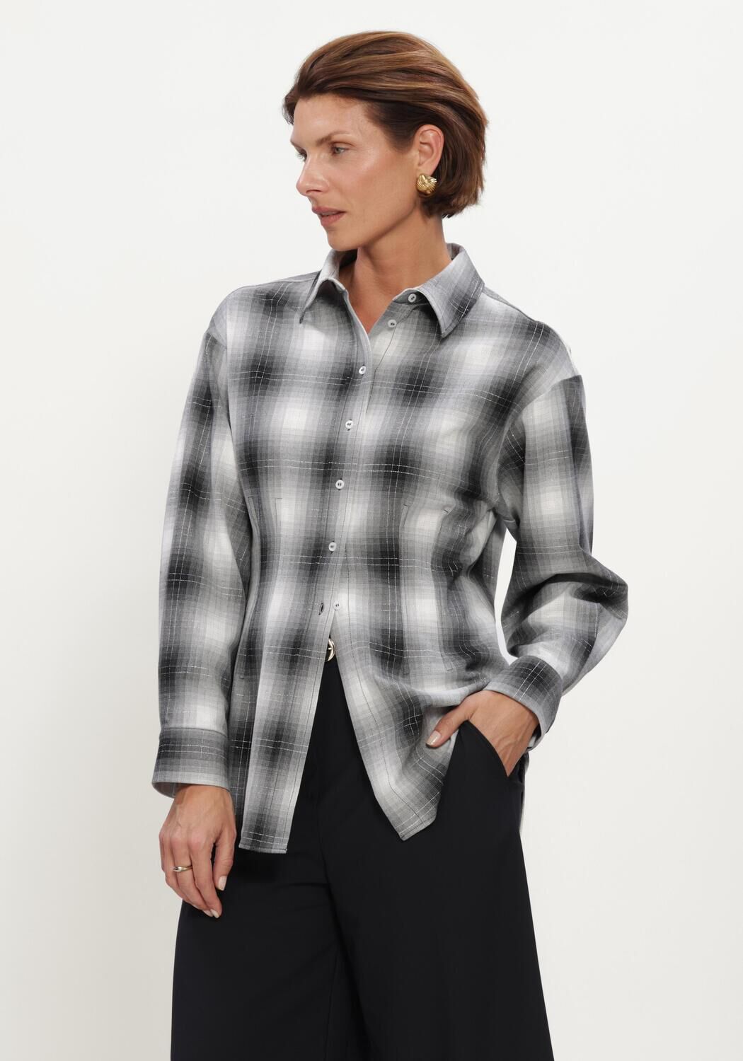Grijze STUDIO ANNELOES Blouses Tally check blouse - large