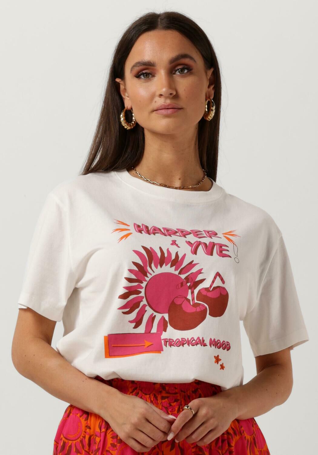 Harper & Yve Harper Yve T-shirt Ss24D303 Tropical White Dames