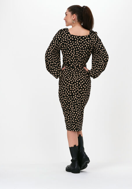 Zwarte JANSEN AMSTERDAM Midi jurk DRESS WIDE SLEEVE - large