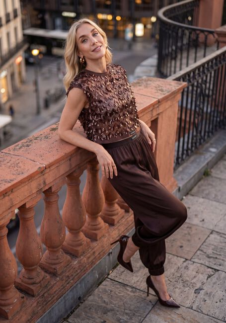 Bruine HAUTE L'AMITI&Eacute; Broeken EVITA CROP HAREM PANT - large