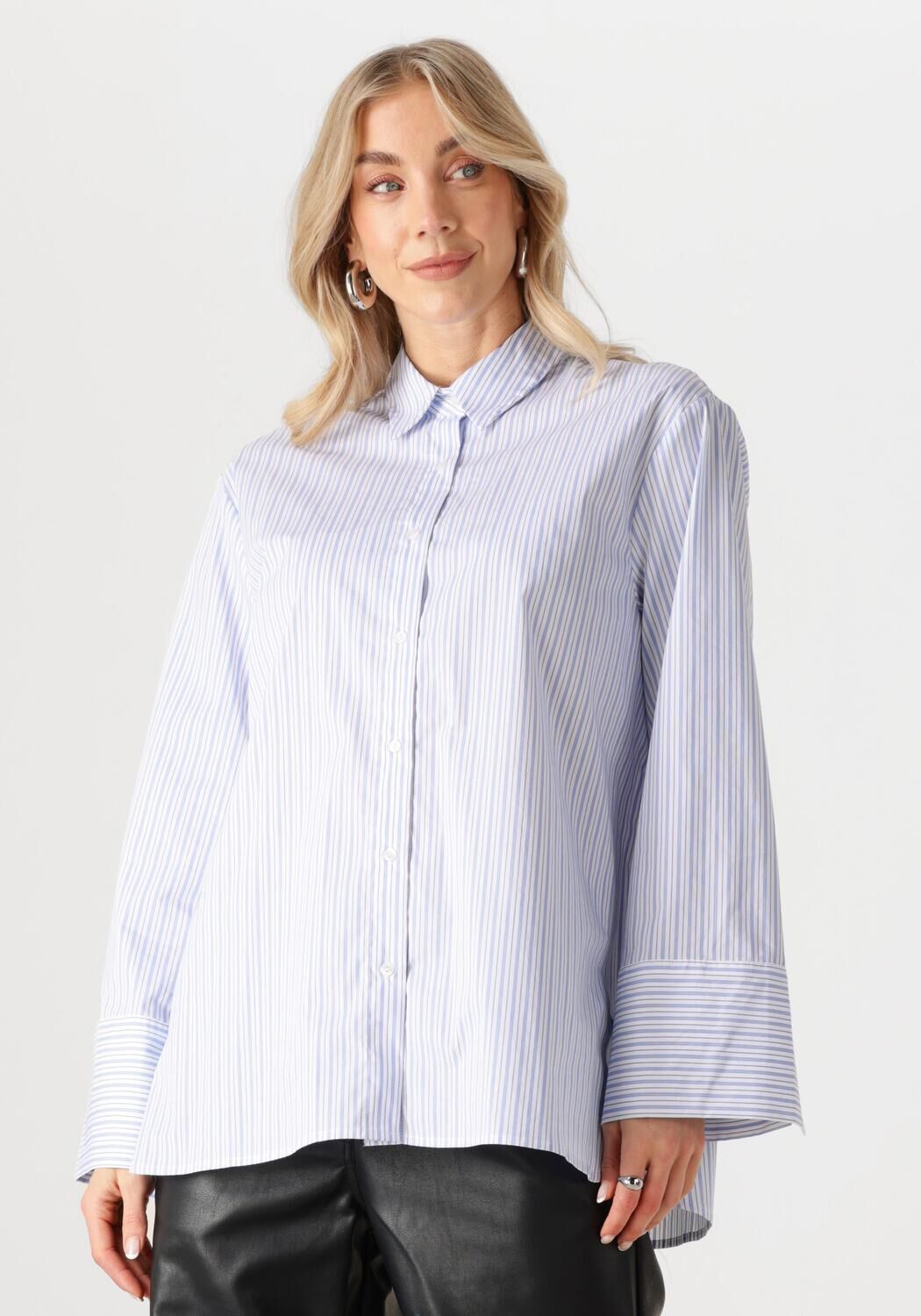 NEO NOIR Dames Blouses Dita Mini Stripe Shirt Lichtblauw