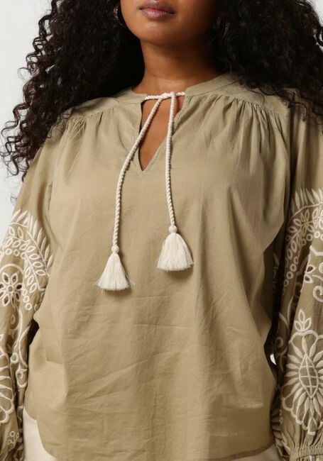 Groene SUMMUM Blouse TOP IVORY EMBROIDERY - large