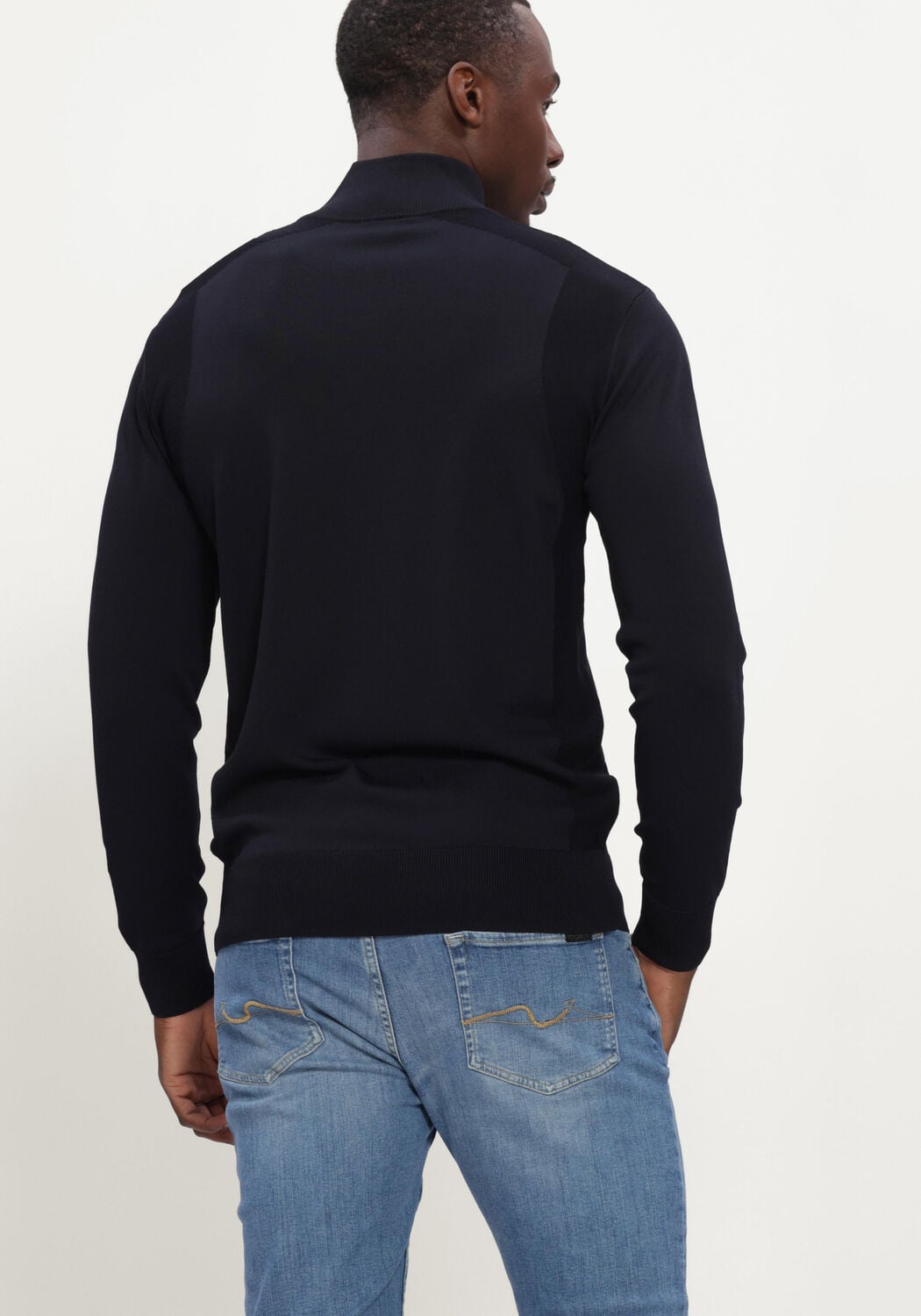 GENTI Heren Truien & Vesten Turtle Zip Ls Donkerblauw