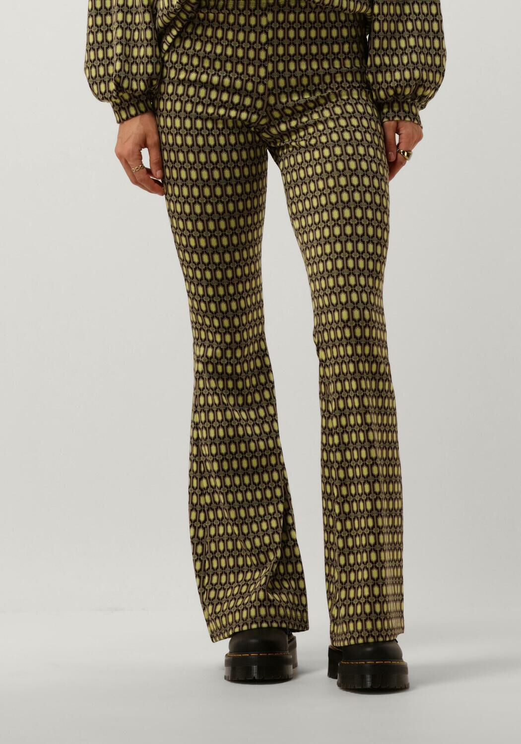 Refined Department high waist flared broek Abba met grafische print groen lila