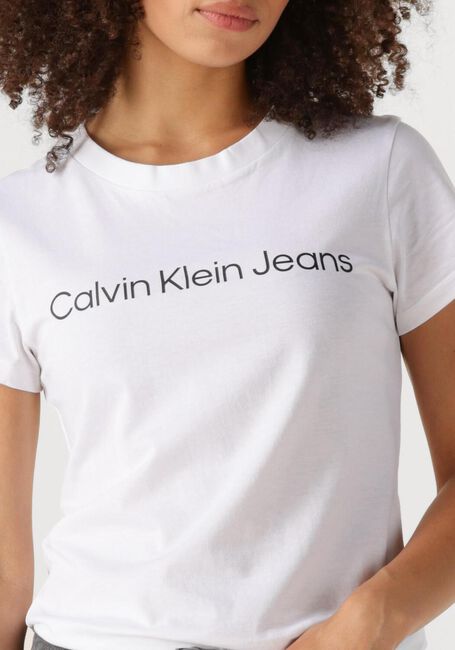 Witte CALVIN KLEIN T-shirt CORE INSTIT LOGO SLIM FIT TEE - large